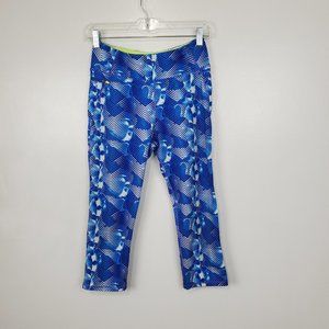 Kyodan Colorful Blue Crop Leggings with Pockets and Back Cutouts Size S